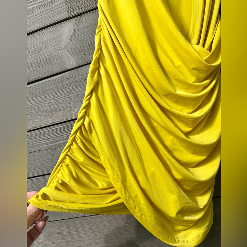 NWT Missguided Lime Slinky Drape Front Mini Dress Sz US/2 Sexy Cocktail Party - Picture 4 of 12